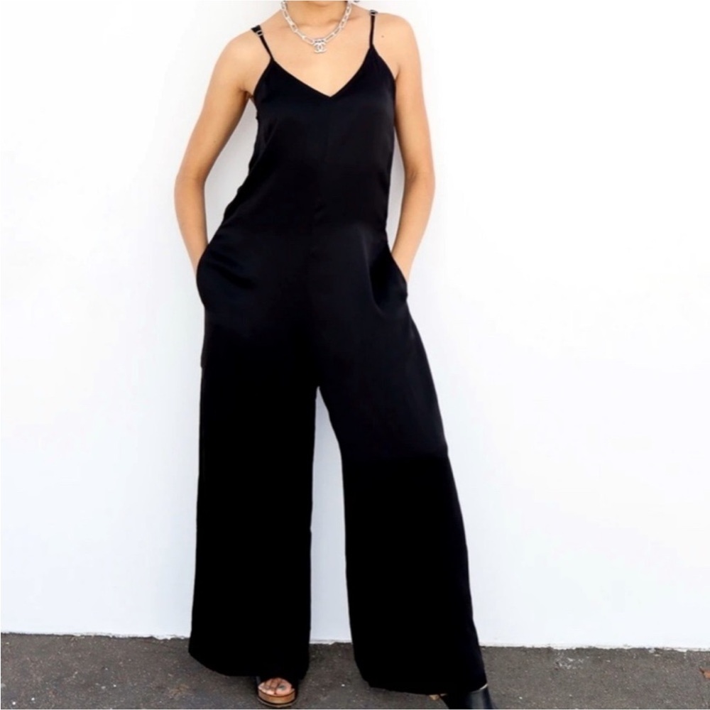 SILKY STARK X BLACK JUMPSUIT SLEEVELESS TANK SZ L ClASSIC BOHO BEACHY